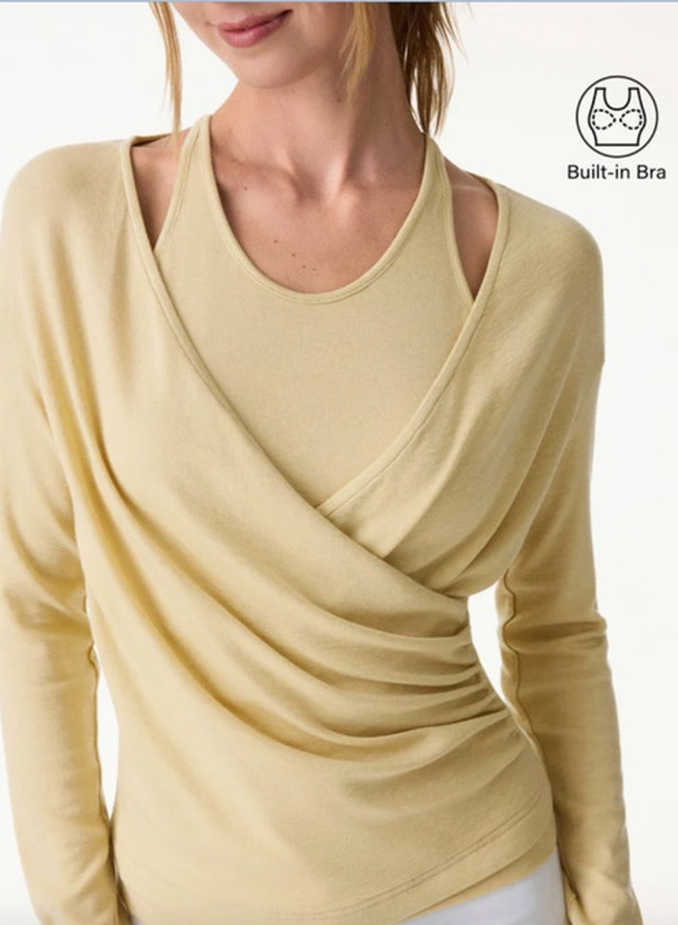 OGL Top Size XS NEW Two-Piece Set Cami with Surplice Ruched Top Yellow